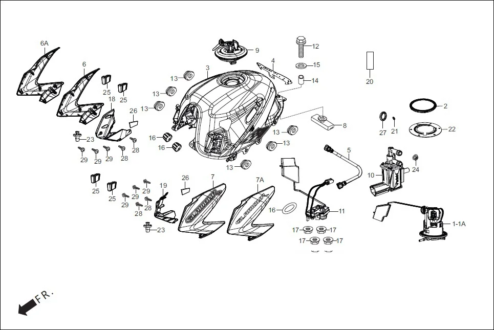 F-13 FUEL TANK diagram showing 95701-08035-00