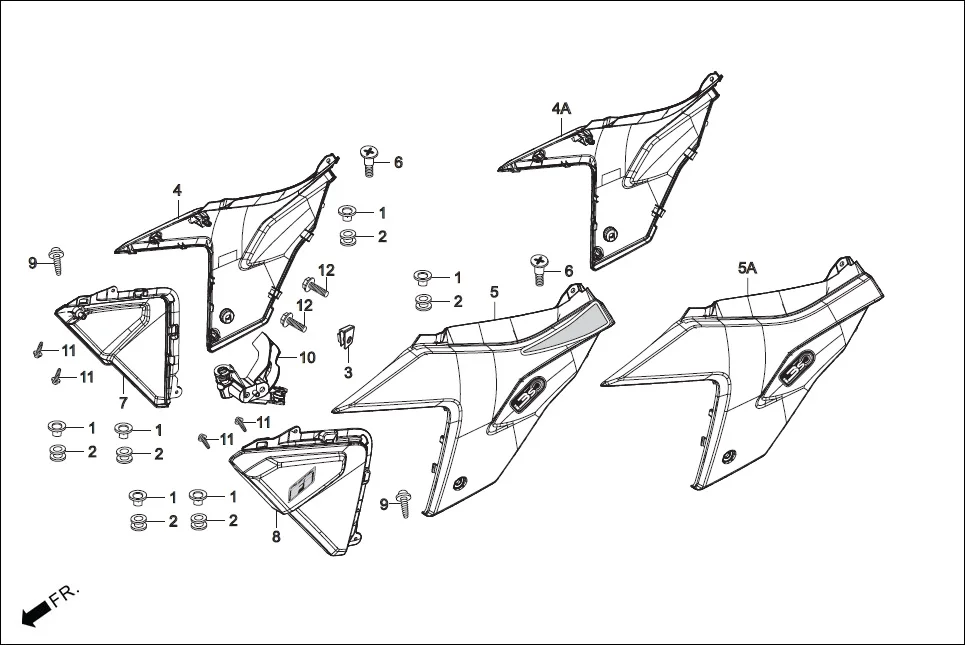 F-14 SIDE COVER diagram showing 90381-AAF-400