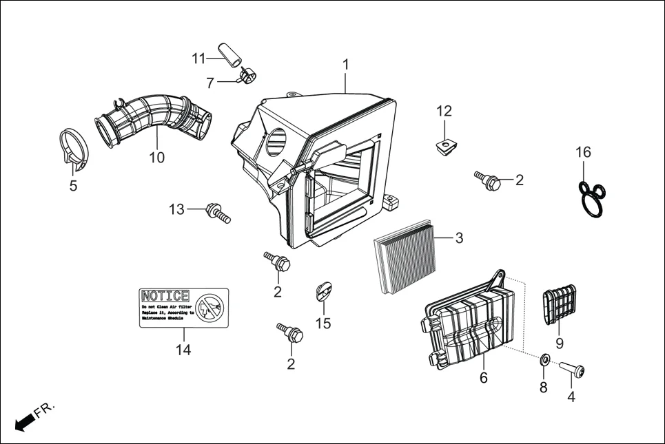 F-15 AIR CLEANER assembly diagram for Hero Glamour FI-BSVI (Mar, 2020)