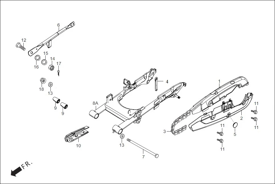 F-19-DISC REAR FORK/CHAIN CASE diagram showing 90302-KTE-911