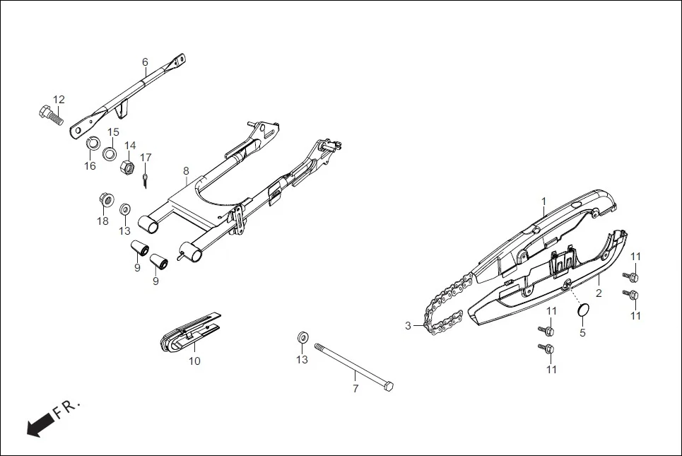F-19-DRUM REAR FORK/CHAIN CASE diagram showing 52110-AAF-400