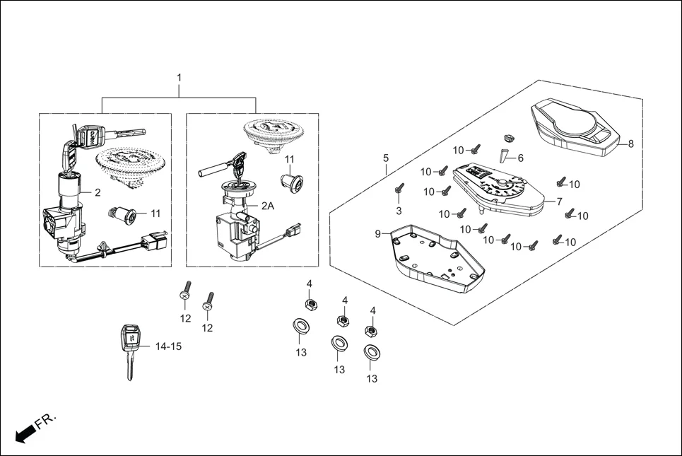 F-2-DISC SPEEDOMETER/CABLE/KEY SET diagram showing 35100-AAF-401