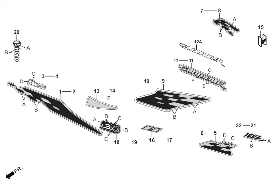 F-27 STRIPES/MARKS diagram showing 85404-AAC-800