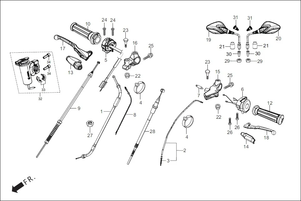 F-3i-DRUM HANDLE LEVER/SWITCH/CONTROL CABLE (USB-DRUM/DISC-MATT VERNIER GREY COLOR) diagram showing 35340-KST-950