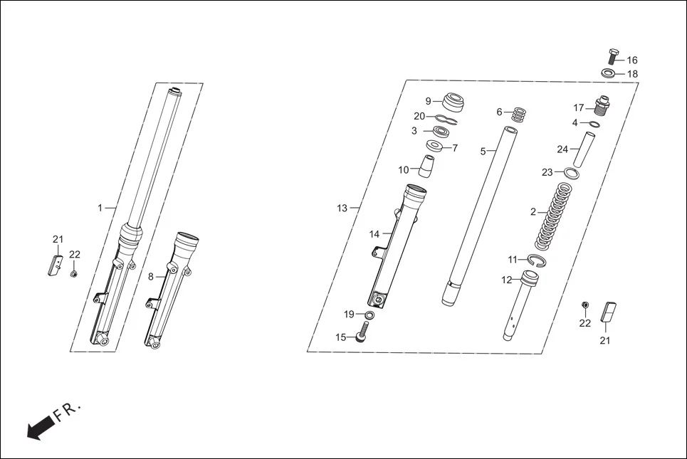 F-7-DRUM FRONT FORK diagram showing 51500-AAF-400