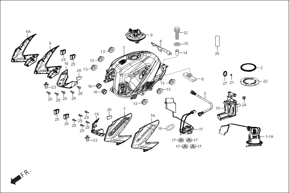F-13 FUEL TANK diagram showing 16700-AAN-B01
