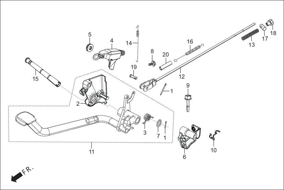 F-18B-DRUM PEDAL BRAKE/CBS ASSY.(DRUM) assembly diagram for Hero Glamour FI-iBS BSVI (Jan, 2021)