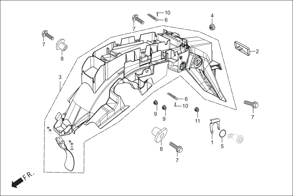 F-21 REAR FENDER assembly diagram for Hero Glamour FI-iBS BSVI (Jan, 2021)
