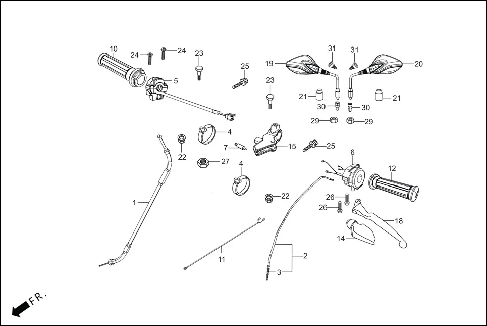F-3-DISC HANDLE LEVER/SWITCH/CONTROL CABLE diagram showing 35200-AAN-K01