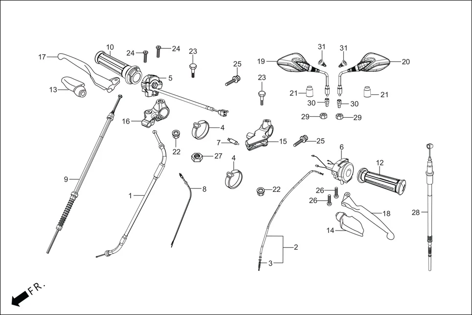 F-3-DRUM HANDLE LEVER/SWITCH/CONTROL CABLE assembly diagram for Hero Glamour FI-iBS BSVI (Jan, 2021)
