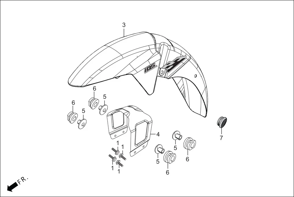F-6-DISC FRONT FENDER assembly diagram for Hero Glamour FI-iBS BSVI (Jan, 2021)
