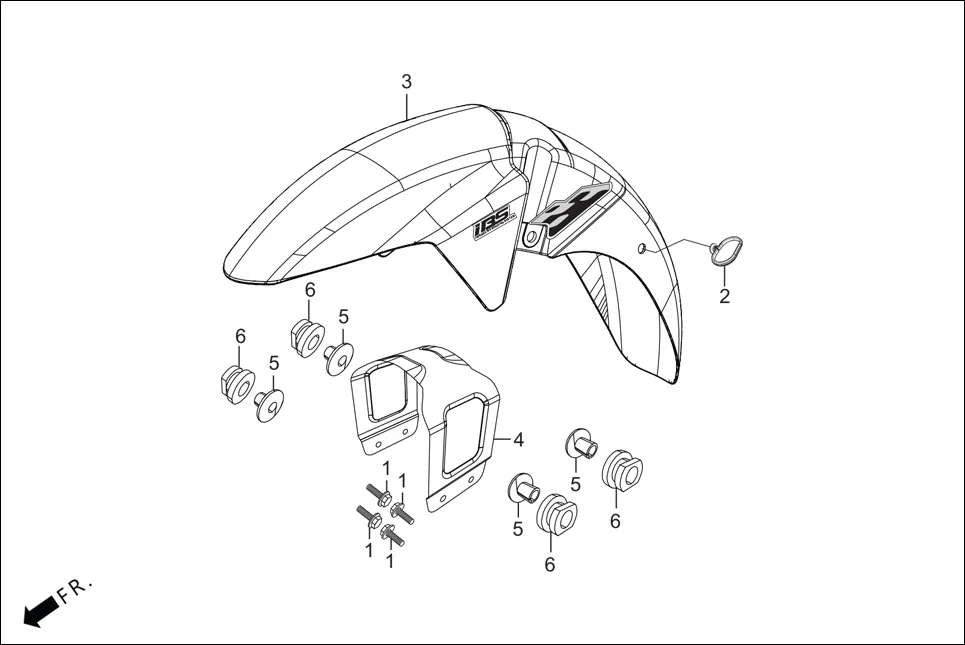 F-6-DRUM FRONT FENDER assembly diagram for Hero Glamour FI-iBS BSVI (Jan, 2021)