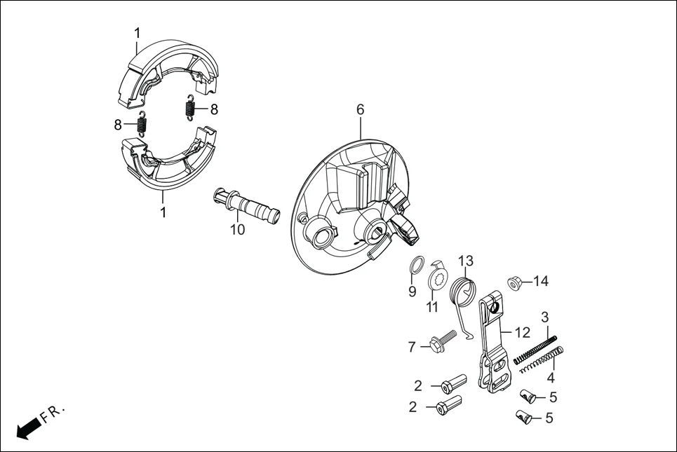 F-8-DRUM FR. BRAKE PANEL diagram showing 45134-250-000