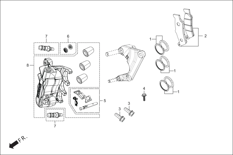 F-8A-DISC FRONT DISC BRAKE (CALIPER ASSY.) diagram showing 06451-AAN-E00