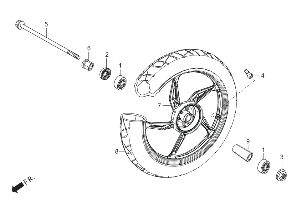 F-9-DRUM FRONT WHEEL (DRUM) diagram showing 44711-AAN-B03