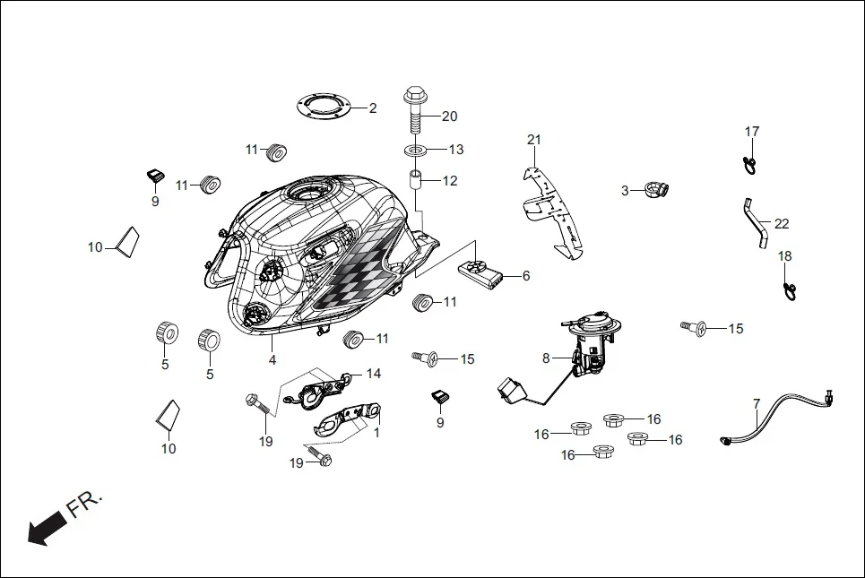 F-11 FUEL TANK diagram showing 77267-KTR-900
