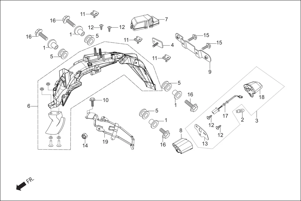 F-18 REAR FENDER diagram showing 77202-KCC-900