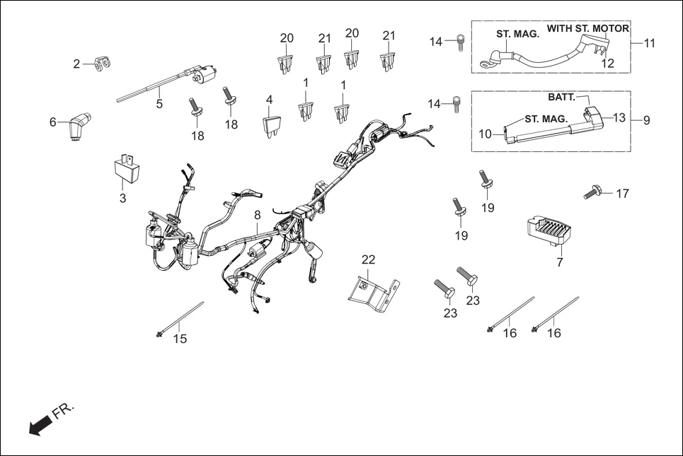 F-22 WIRE HARNESS diagram showing 95701-06020-00