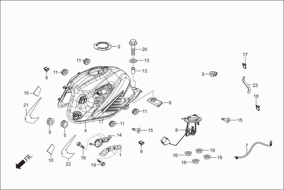 F-11 FUEL TANK diagram showing 95701-06012-00