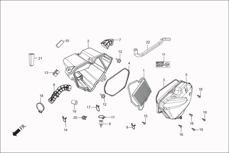 F-13 AIR CLEANER assembly diagram for Hero Glamour FI (Mar, 2017)