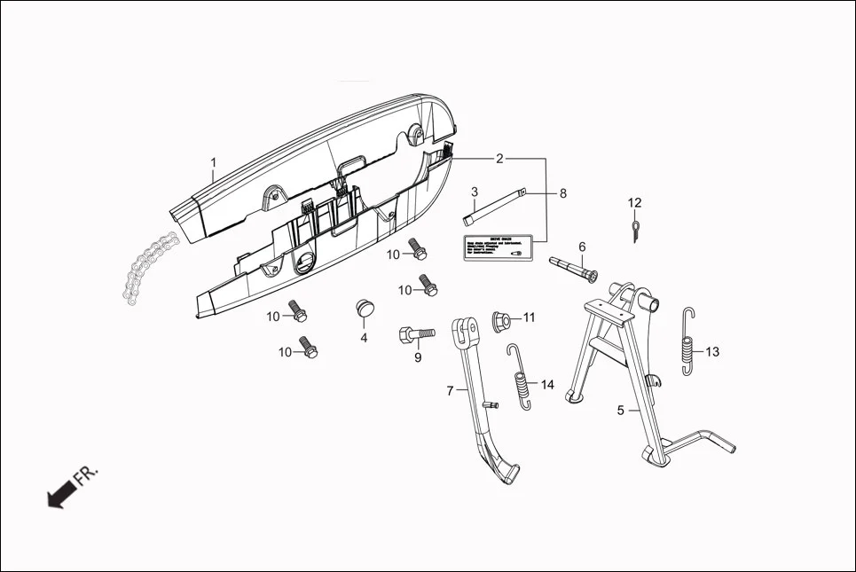 F-16A CHAIN CASE / STAND assembly diagram for Hero Glamour FI (Mar, 2017)
