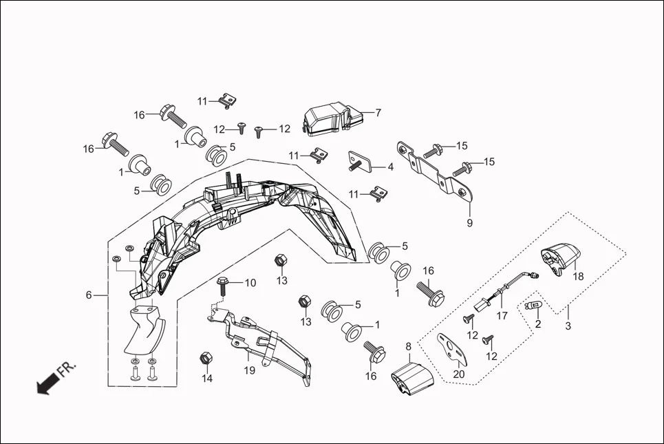 F-18 REAR FENDER diagram showing 33741-KST-920