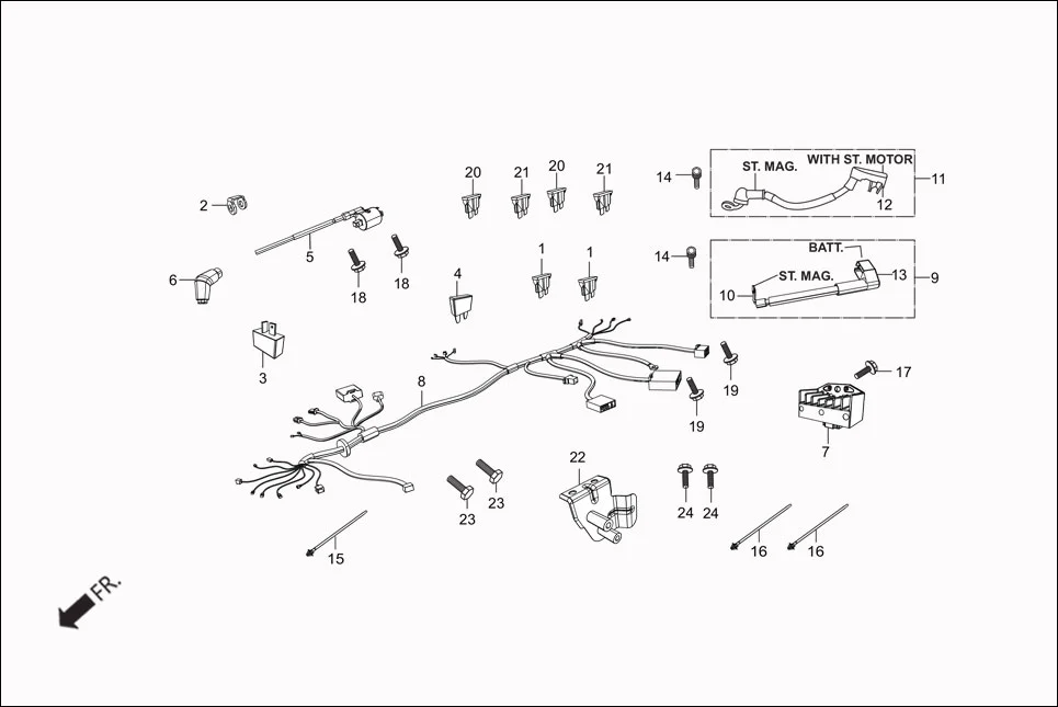 F-22 WIRE HARNESS diagram showing 95701-06016-00