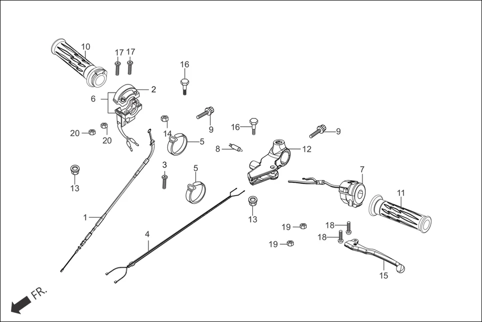 F-3B HANDLE LEVER/SWITCH/CONTROL CABLE diagram showing 94050-06000