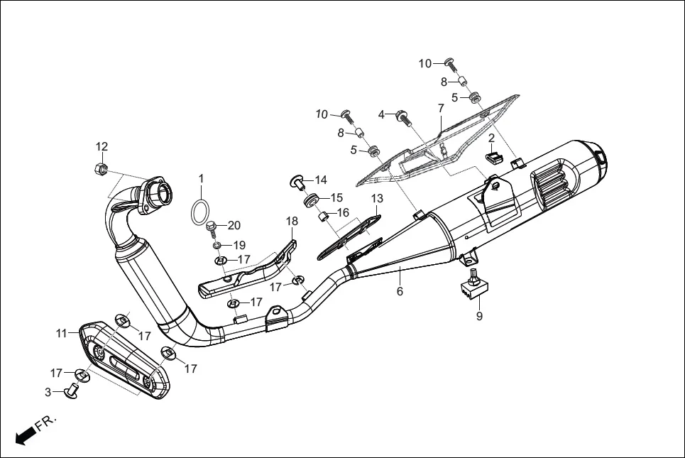 F-16 MUFFLER diagram showing 96001-06010-07