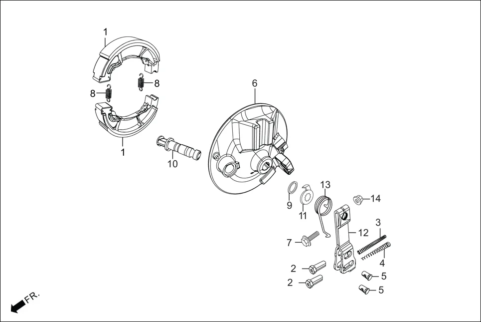 F-8-DRUM FR. BRAKE PANEL assembly diagram for Hero Glamour i3S BSVI (Oct, 2021)