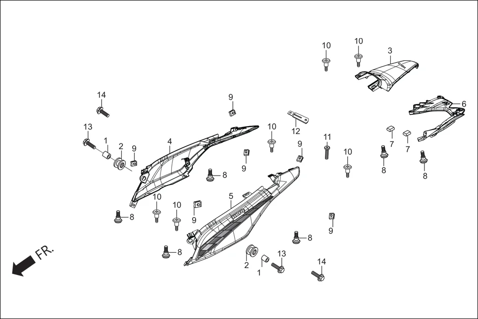 F-10A BODY COVER assembly diagram for Hero Glamour IBS NEW (Aug,2019)