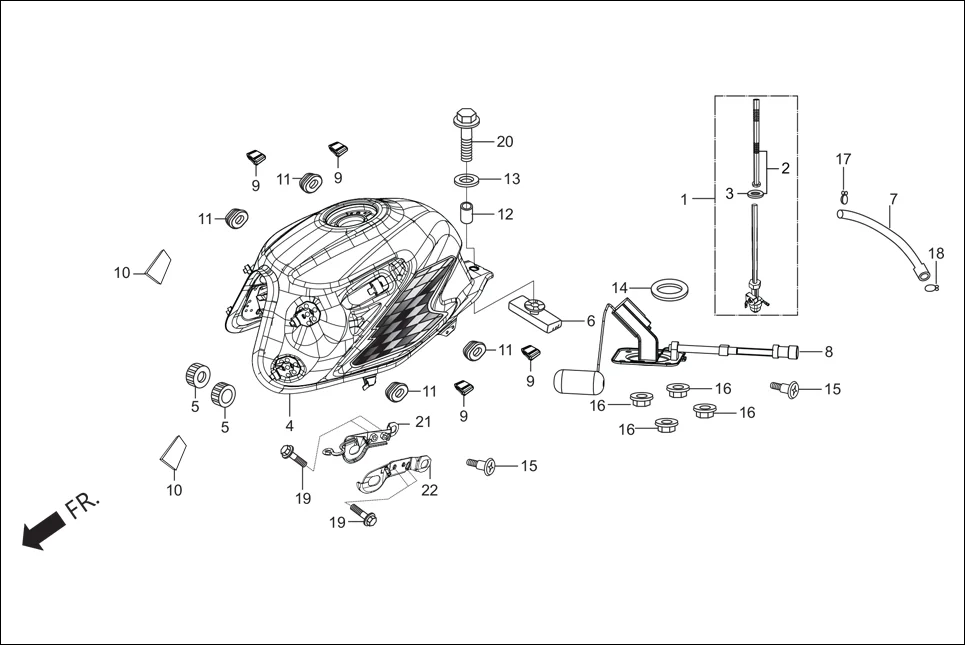 F-11 FUEL TANK diagram showing 95701-06012-00