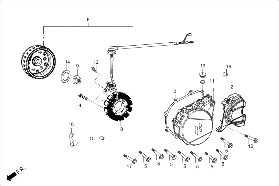 E-7A LEFT CRANKCASE COVER/A.C. GEN. ASSY./SELF START