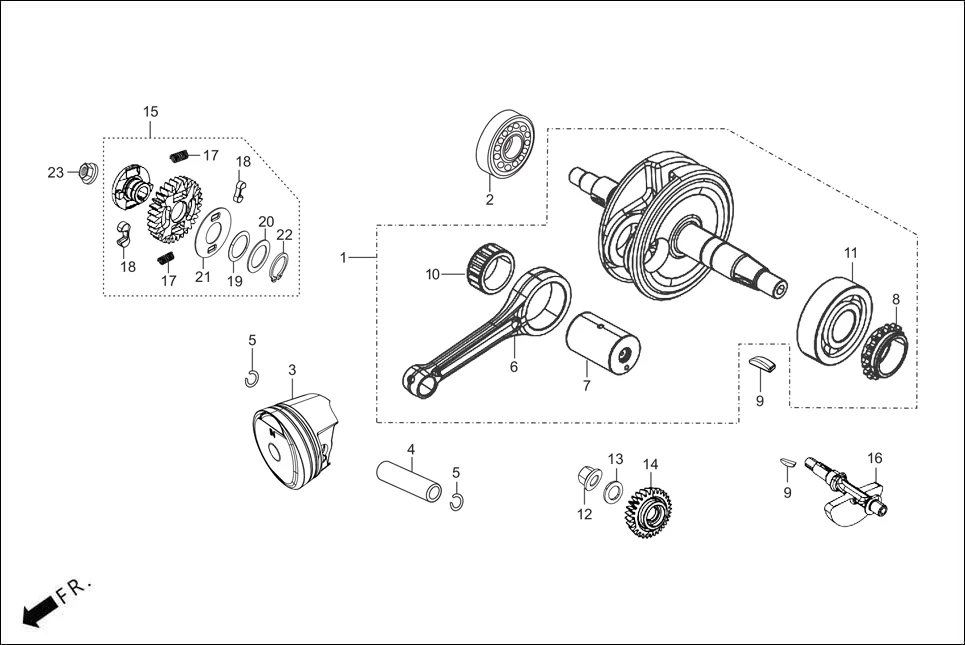 E-9 CRANKSHAFT/PISTON