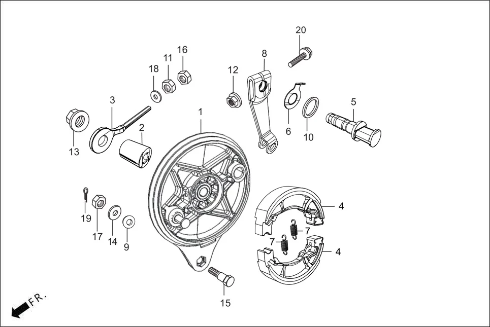F-10-DRUM REAR BRAKE PANEL assembly diagram for Hero GLAMOUR XTEC 2(Aug.,2025)