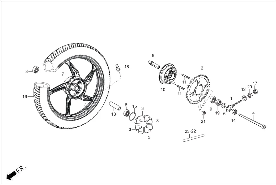 F-11 REAR WHEEL diagram showing 90753-029-000