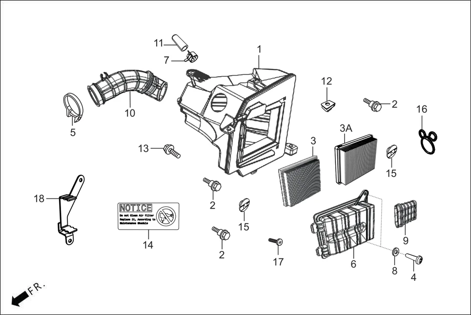 F-15 AIR CLEANER diagram showing 93500-04032-0G