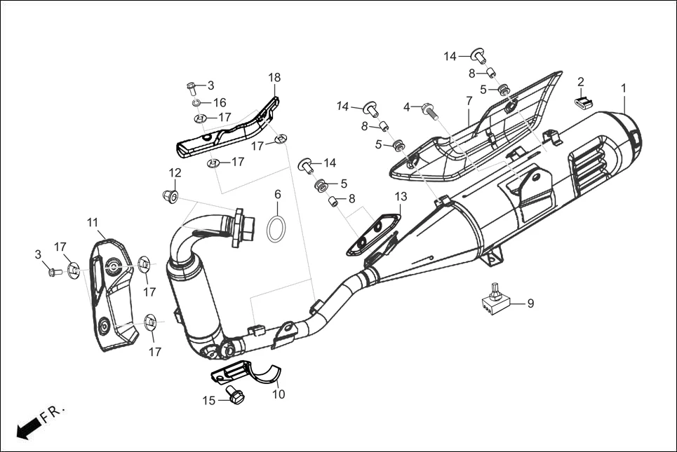 F-16 MUFFLER diagram showing 50505-KCC-900