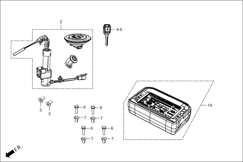 F-2-DISC SPEEDOMETER/CABLE/KEY SET diagram showing ADJRA7Y00100099G