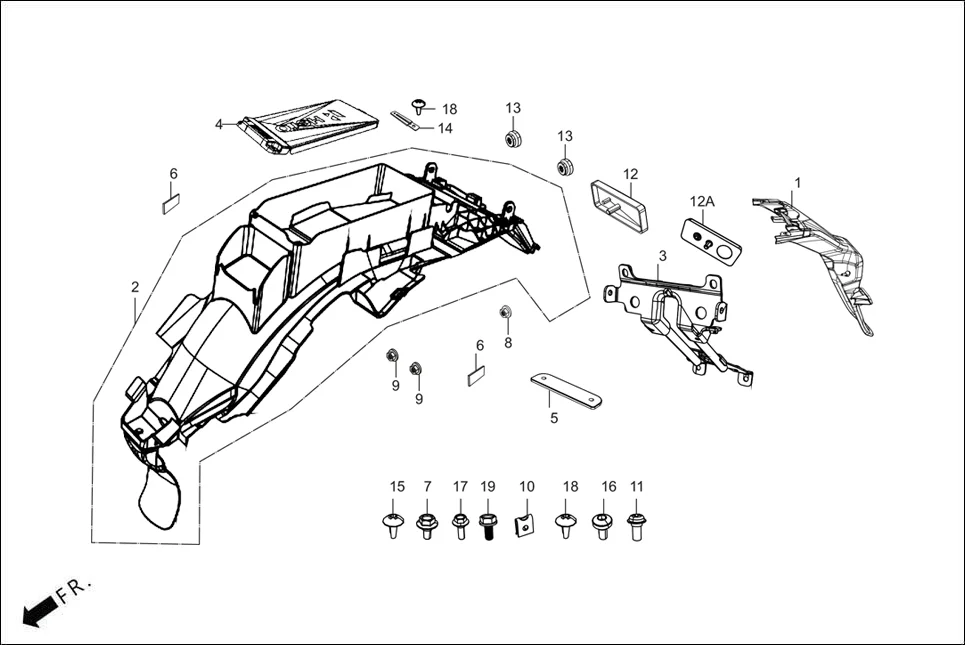 F-21 REAR FENDER assembly diagram for Hero GLAMOUR XTEC 2(Aug.,2025)