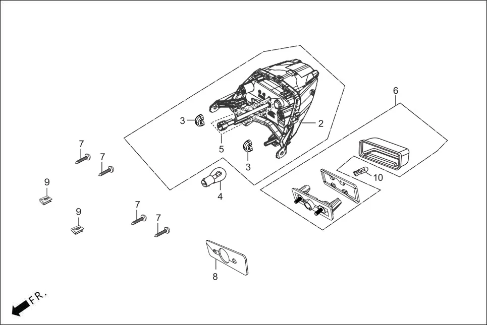 F-23-DRUM TAIL LIGHT assembly diagram for Hero GLAMOUR XTEC 2(Aug.,2025)