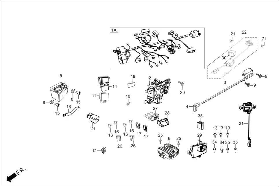 F-24-DISC WIRE HARNESS/BATTERY diagram showing ADJRA7C001000G