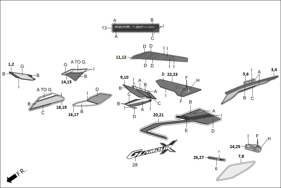 F-27 STRIPES/MARKS diagram showing ADJRS6B0250AGG