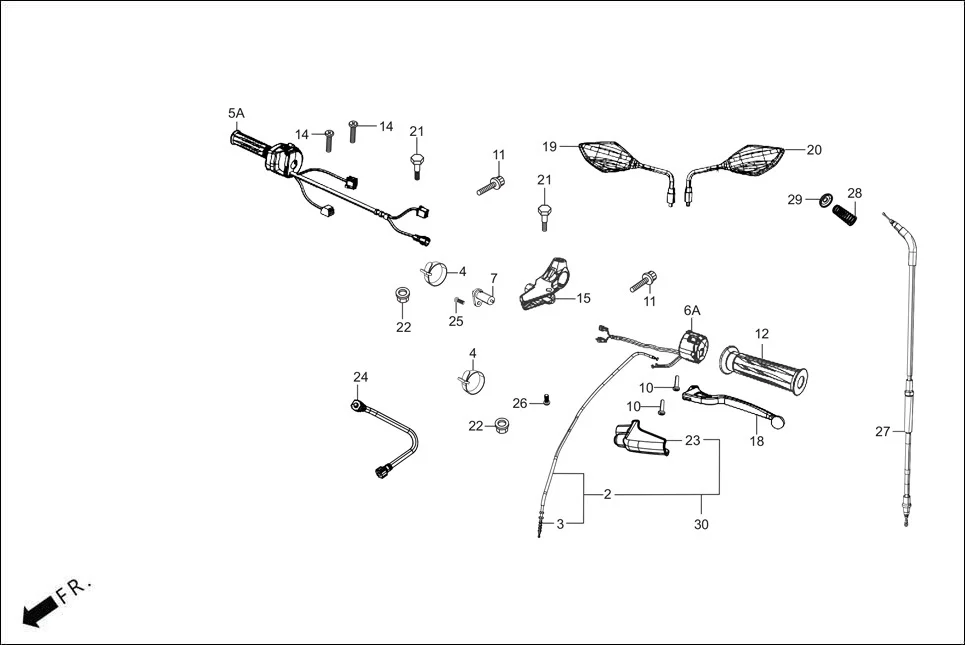 F-3-DISC HANDLE LEVER/SWITCH/CONTROL CABLE diagram showing 93500-05020-0G