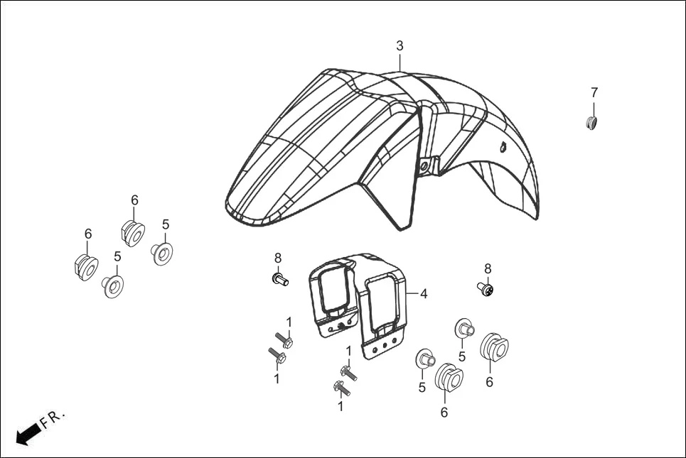 F-6-DISC FRONT FENDER assembly diagram for Hero GLAMOUR XTEC 2(Aug.,2025)