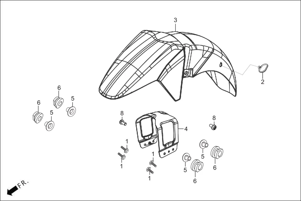 F-6-DRUM FRONT FENDER assembly diagram for Hero GLAMOUR XTEC 2(Aug.,2025)