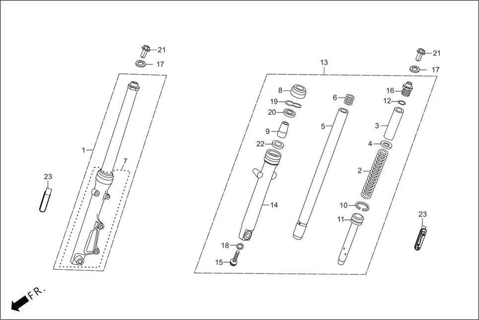 F-7-DISC FRONT FORK diagram showing 51400-KTR-A11