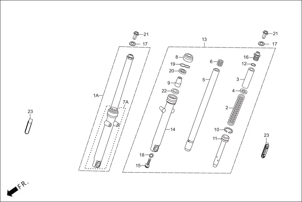 F-7-DRUM FRONT FORK assembly diagram for Hero GLAMOUR XTEC 2(Aug.,2025)