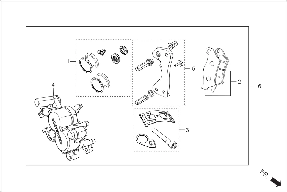 F-8A-DISC FRONT DISC BRAKE(CALIPER ASSY.) assembly diagram for Hero GLAMOUR XTEC 2(Aug.,2025)