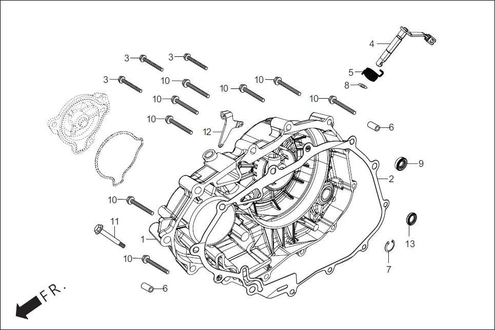 E-5-DRUM RIGHT CRANKCASE COVER